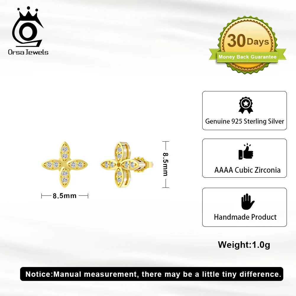 ORSA JEWELS Exquisite 925 Sterling Silver Clover Zircon Stud