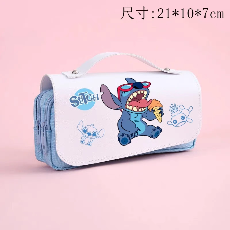 새로운 스티치 연필 가방 학생 인쇄 캔버스 휴대용 편지지 상자 스티치 소년과 소녀 연필 가방 더블 레이어 연필 케이스