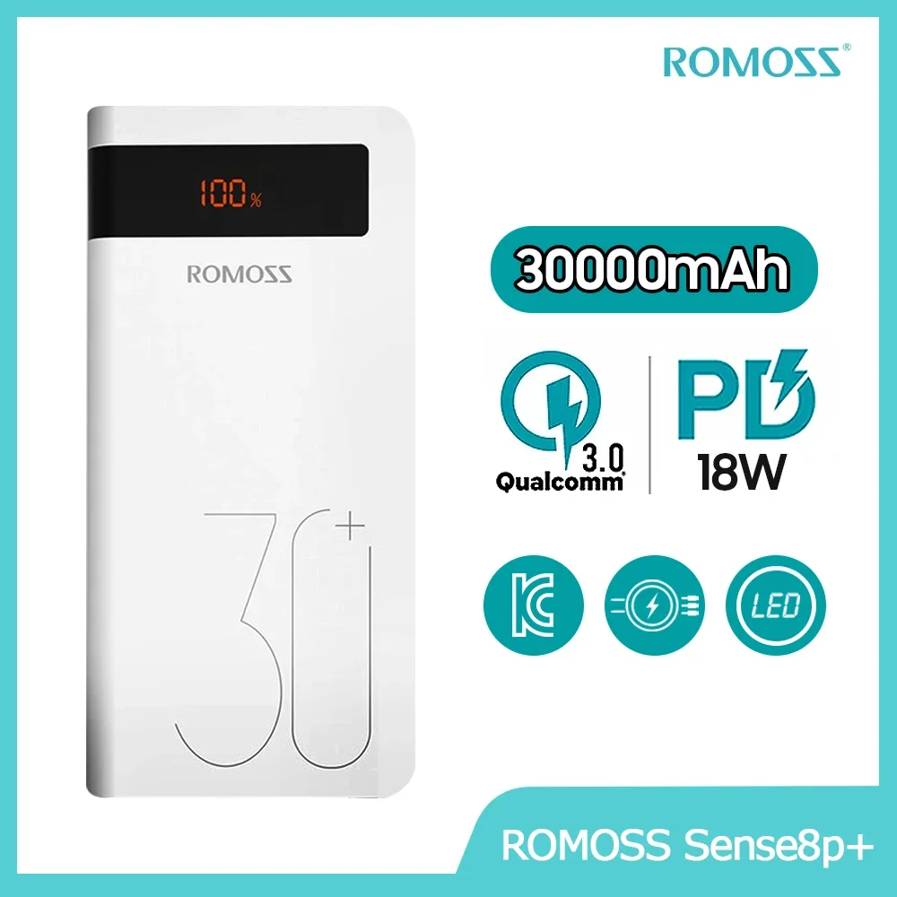 ΠΠ½Π΅ΡΠ½ΠΈΠΉ Π°ΠΊΠΊΡΠΌΡΠ»ΡΡΠΎΡ ROMOSS, 30000 ΠΌΠΡ, PD18W, Sense8P + ΠΠ½Π΅ΡΠ½ΠΈΠΉ Π°ΠΊΠΊΡΠΌΡΠ»ΡΡΠΎΡ ROMOSS, 30000 ΠΌΠΡ, PD18W, Sense8P +