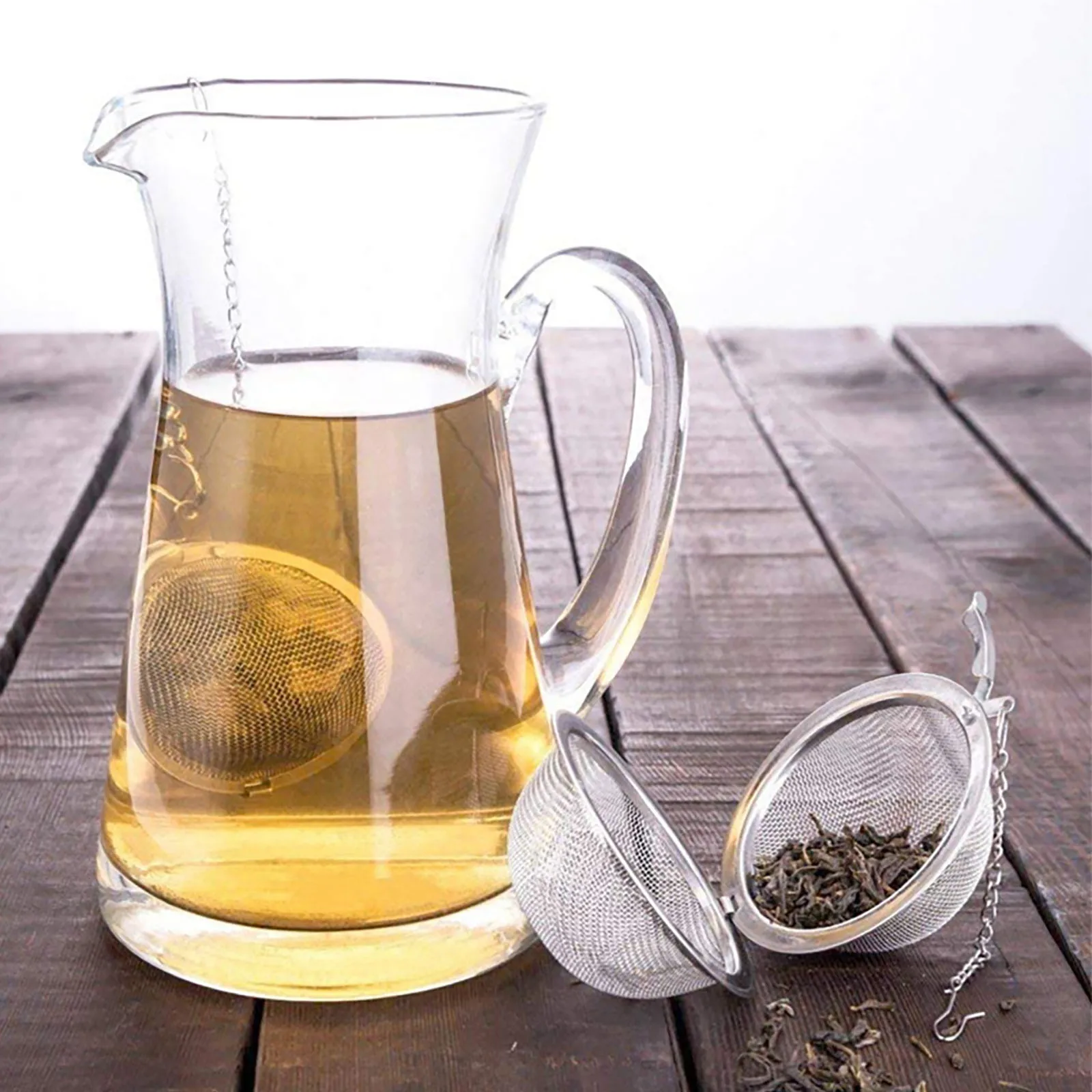 Round Tea Infuser Stainless Steel Sphere Mesh Strainer Coffee  Spice Filter Diffuser Handle Ball Shape Match Tea Bags
