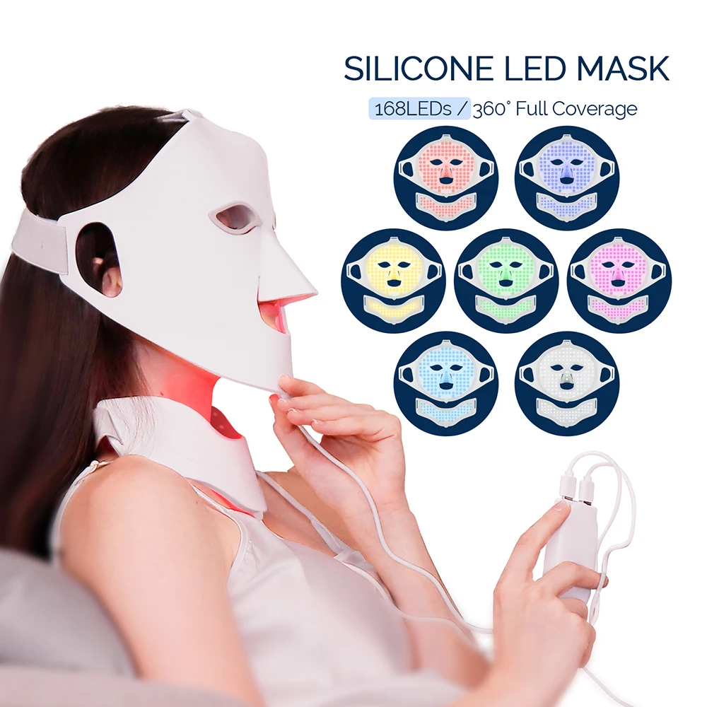 LED Facial Mask 7 Colors LED Silicone Beauty Machine Skin Care Face Mask for Home Use