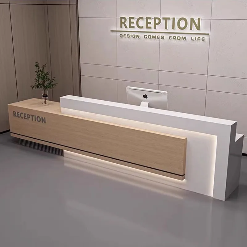 White Reception Desk Office Salon Modern Bar Counter Diy Reception Desk Cashier Table Rezeption Beauty Luxury Furniture