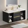 36 Inch Floating Bathroom Vanity W/ Three Holes Sink, Wall Mounted Cabinet W/ 2 Drawers & 4 Open Storge,Undermount Ceramic Basin 5