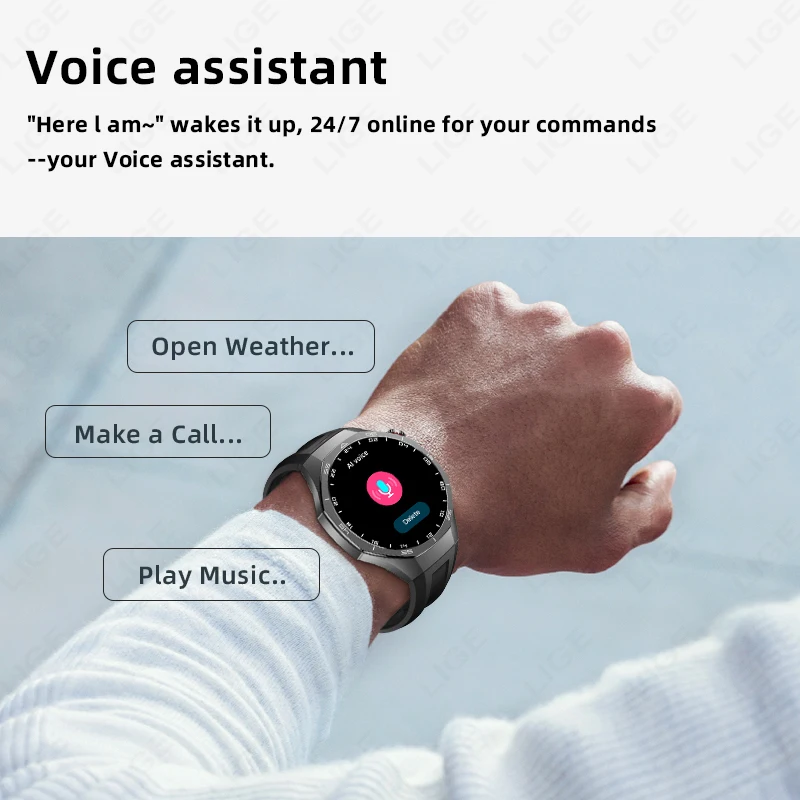 LIGE For GT5 Pro Smart Watch ECG Heart Rate Health Monitoring Bluetooth Call Bracelet Dynamic Island Men Fitness Smartwatch 2026