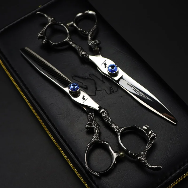 Nepurlson 6 Inch Dragon Handle Professional Salon Hair Scissors Thinning Barber Cutting Scissor Hairdressing Scissors