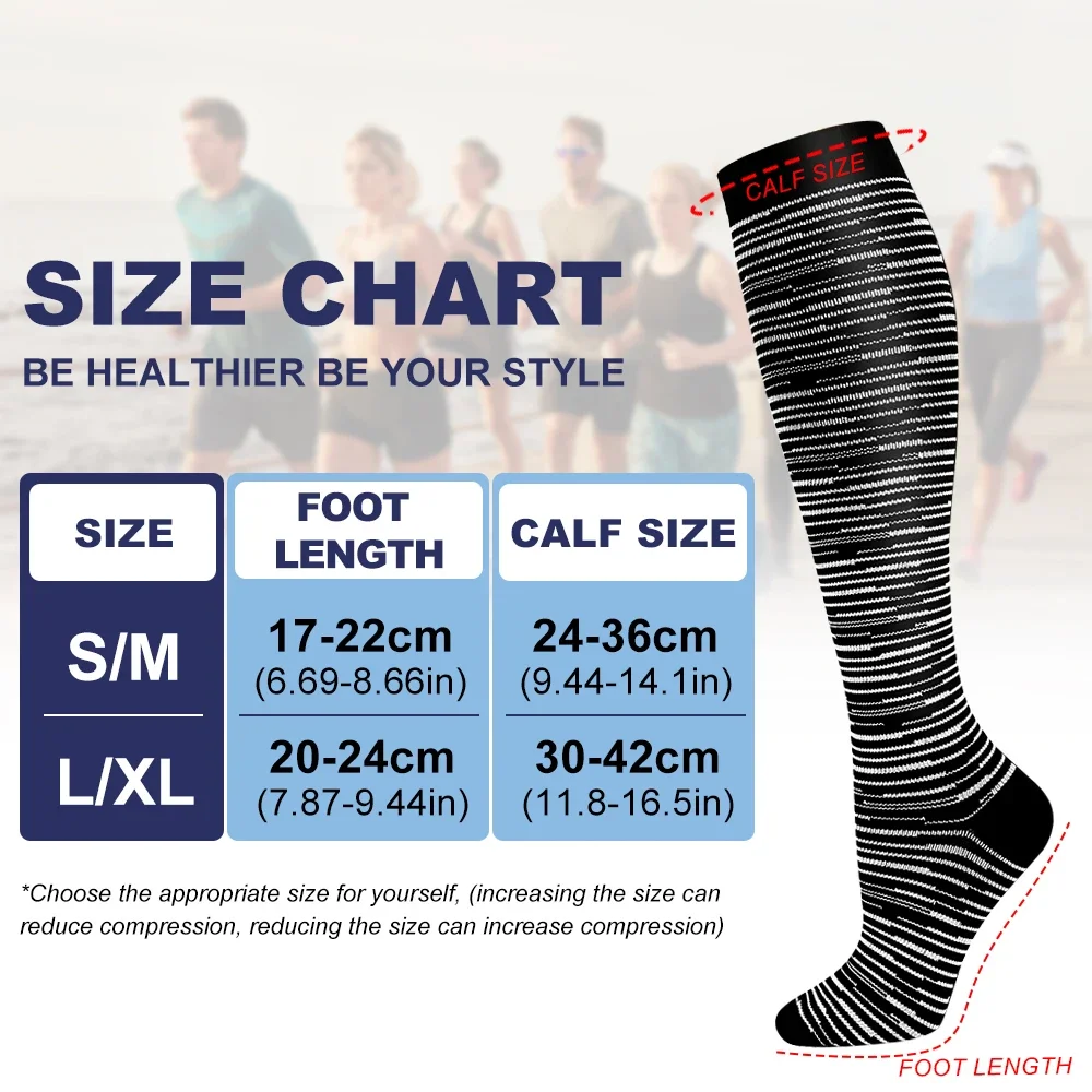 6Pairs Compression Socks Women Men-Knee High Best Support Circulation Socks for Running,Travel,Flight,Nurse,Athletic,Hiking
