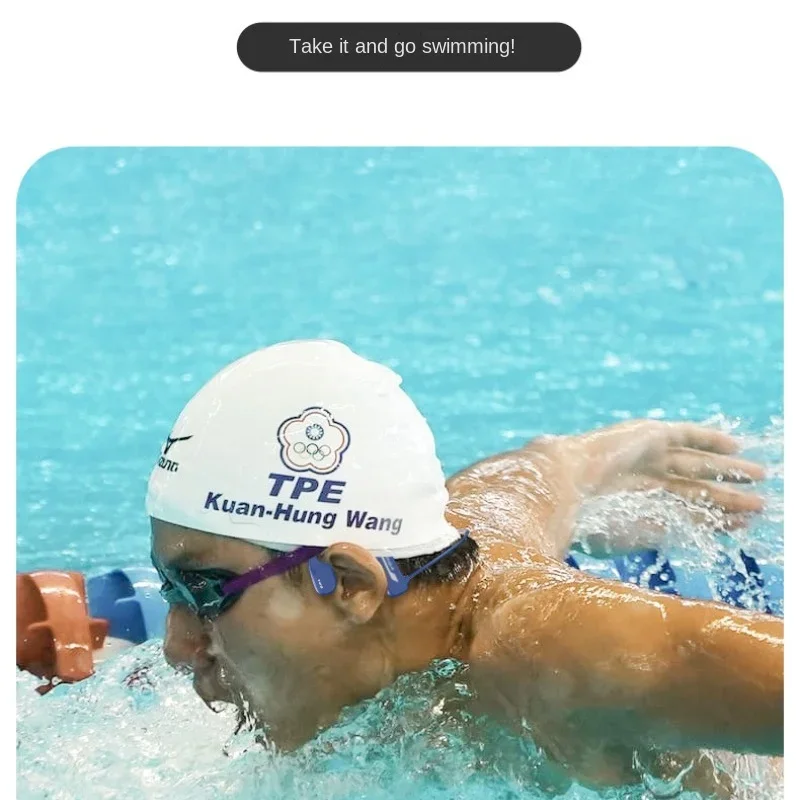 Storage Swimming Headset IP68 Waterproof Bone Conduction Headphones Open Ear Wireless Bluetooth 5.2 Ear Hook Earphones Sport