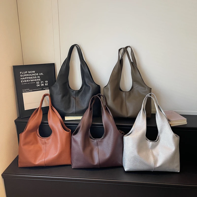 Borsa a Spalla in Pelle Grande Capacità, Morbida, Minimalista, Stile Coreano, per Spiaggia, Viaggi, Shopping Quotidiano e Pendolarismo - immagine 5