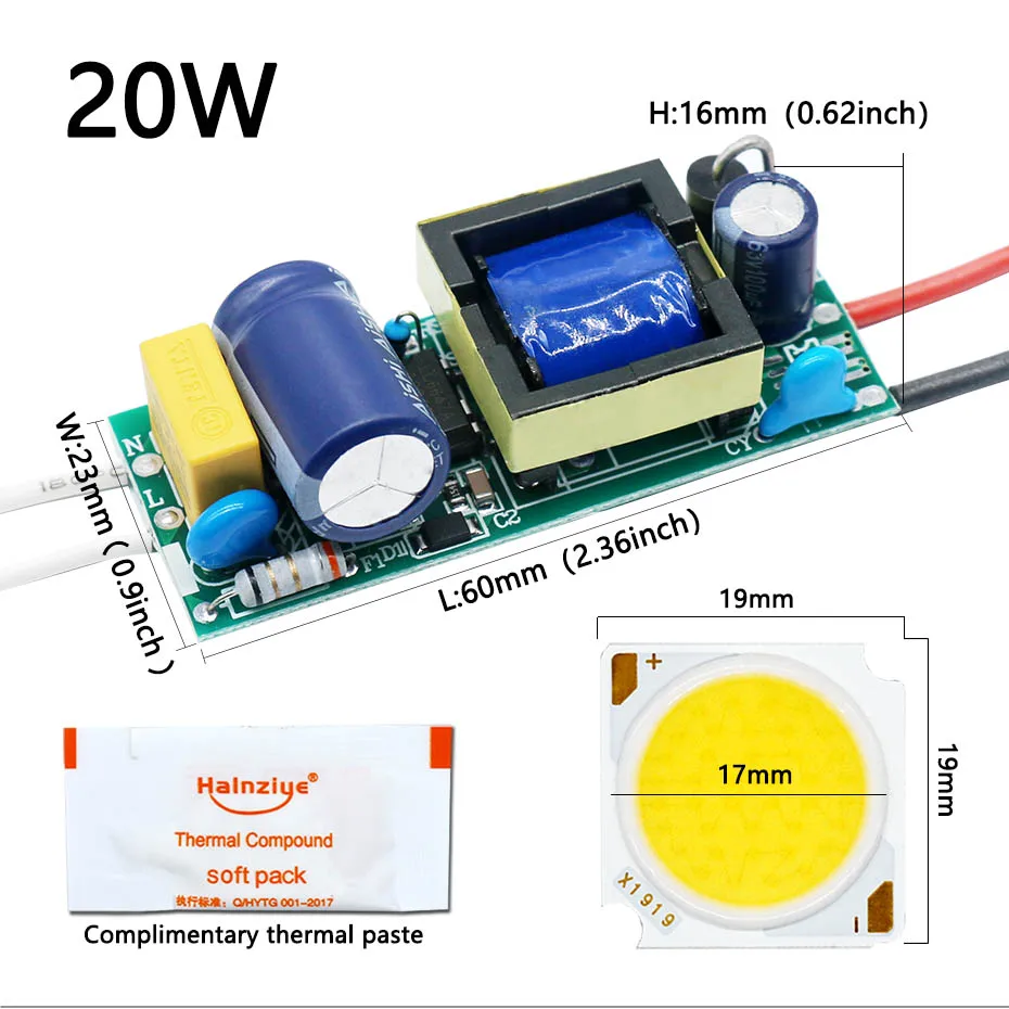Description Picture 3 of itemHigh Brightness 10W 20W 30W 40W 50W Bridgelux Chips LED Bulb + AiSHi 10000h LED Driver Kit For Track Light Spot Light DIY