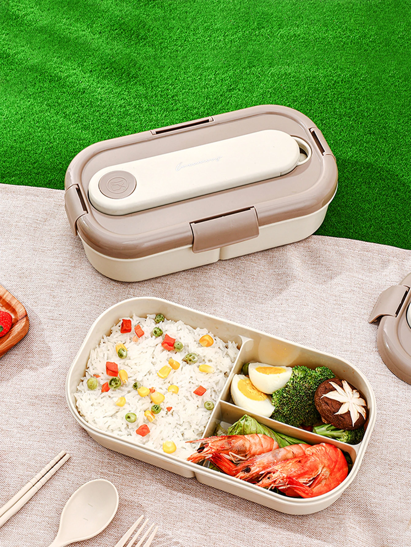 WORTHBUY Portable Plastics Bento Box For Adults Kids,Food Storage Container  Outdoor Home Microwavable Lunch Box