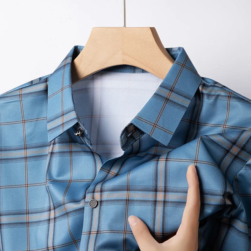 2024 Summer New Men's Business Casual Printed Short Sleeved Shirt Fashion Comfortable Wrinkle Resistant Top 3