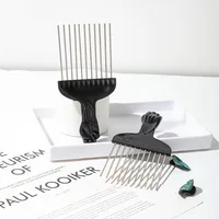 Peigne à cheveux en métal noir pour hommes, peigne de coiffure, brosse de teinture pour cheveux, choix africain, brosse à cheveux Afro, outils de coiffure 3