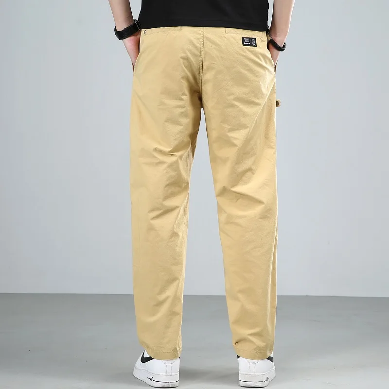 2022 Summer Baggy Casual Pants Men Streetwear Korean Style Black Cotton Straight Trousers