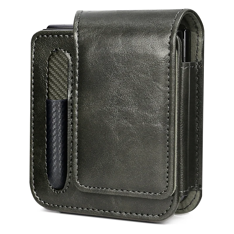 PU Leather Flip Mobile Phone Waist Bag with Pen Holder, Magnetic Closure, Blue