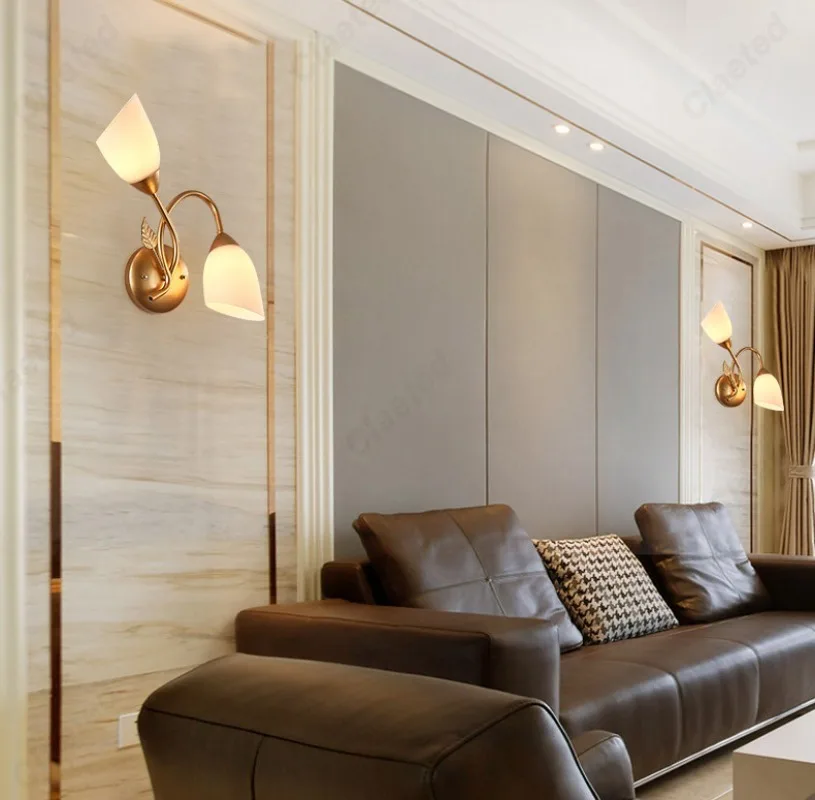 Description Picture 5 of itemMinimally Designed LED Glass Lampshade E14 Dual Head Wall Lamp for Bedrooms Bedside Lamps Hotel Living Rooms Home Decor Lights