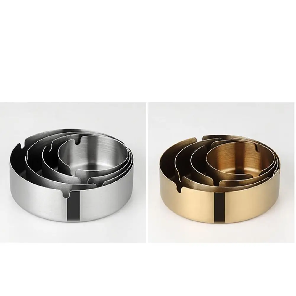Round Metal Portable Ashtray Stainless Steel for Bedroom Home