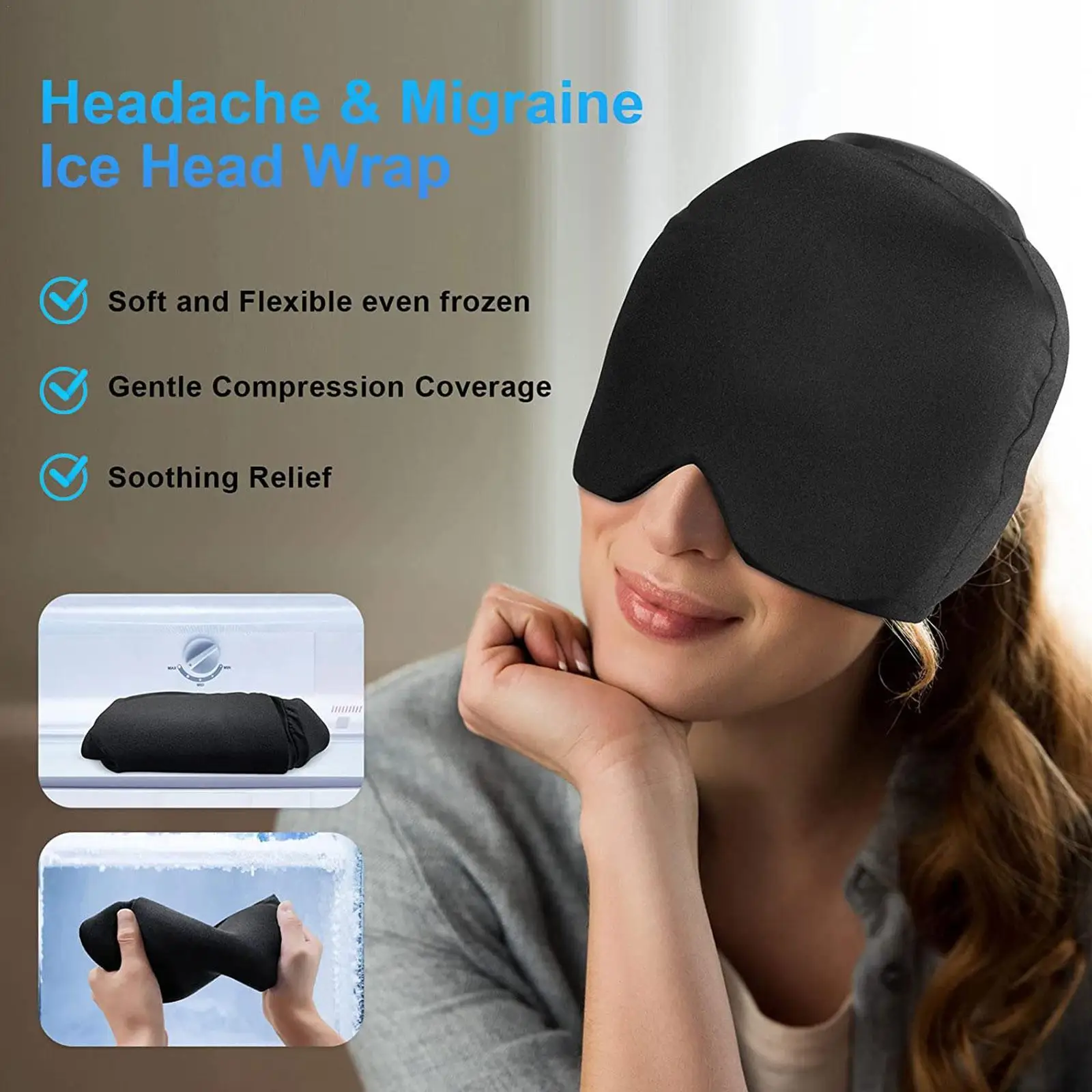 Gel Cold Therapy Migraine Relief Migraine Ice Head Wrap Ice Pack Mask, Cold Compress Headache