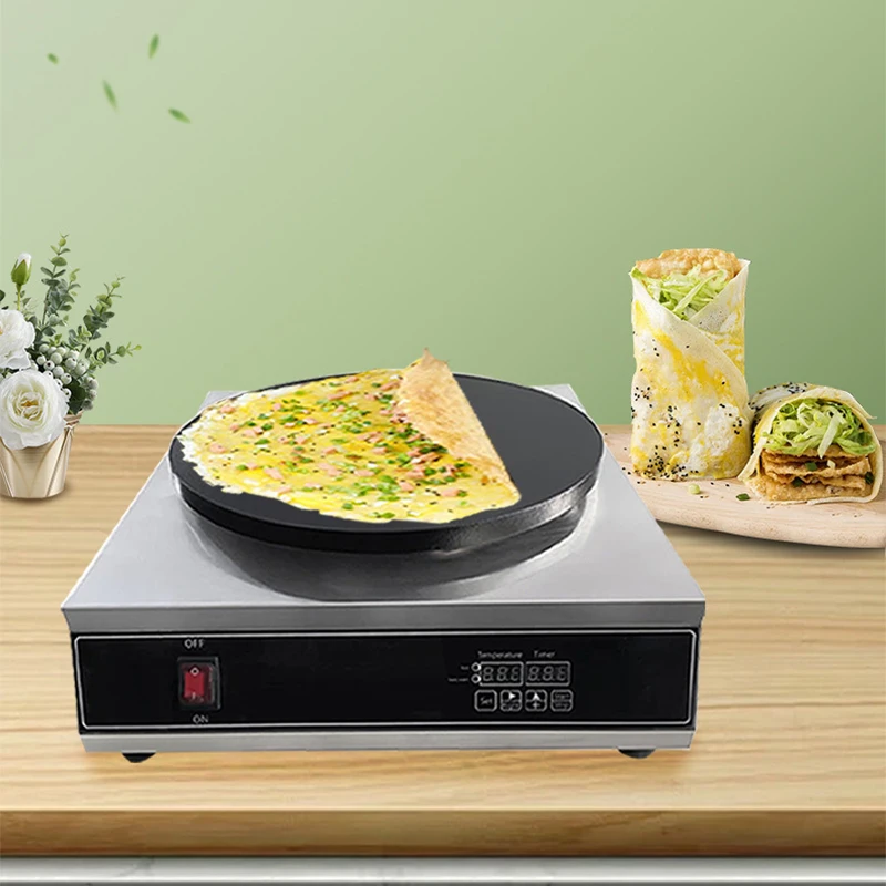 Digital Display Pancake Maker Machine Circle French Crepes Making Machine 42cm Baking Frying Spring Roll Pie Grill Maker