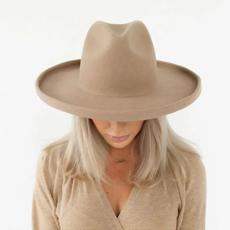 

Women Men Fedora Hat 100% Australian Wool Felt Fedora Hat Wide Brim Vintage Jazz Hat Chapeau Femme Autumn Winter Cap