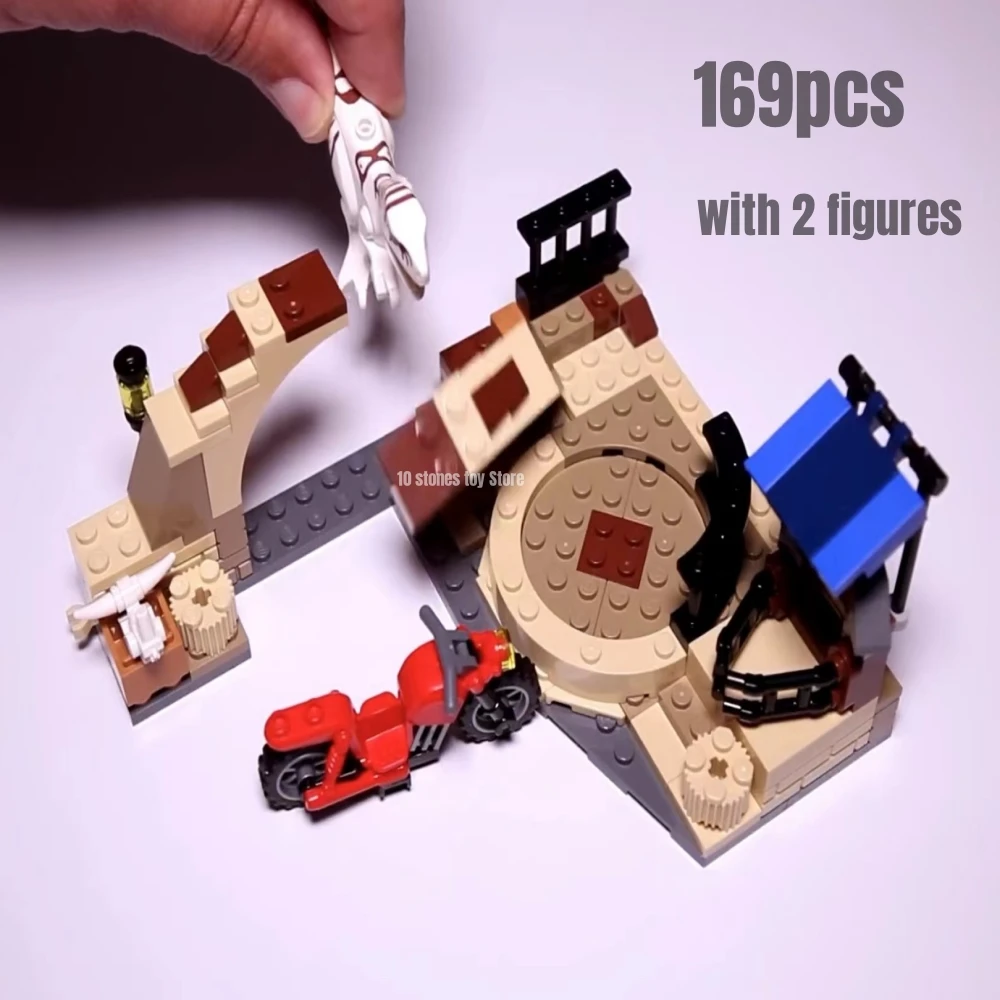 169Pcs Atrovisaptor Dinosaur Bike Chase Building Blocks Fit 76945 Mattoni Giocattoli Per Bambini