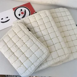 Quilted Puffy Laptop Bag Sleeve - Padded Notebook Cover - 13 - 14inch (White)