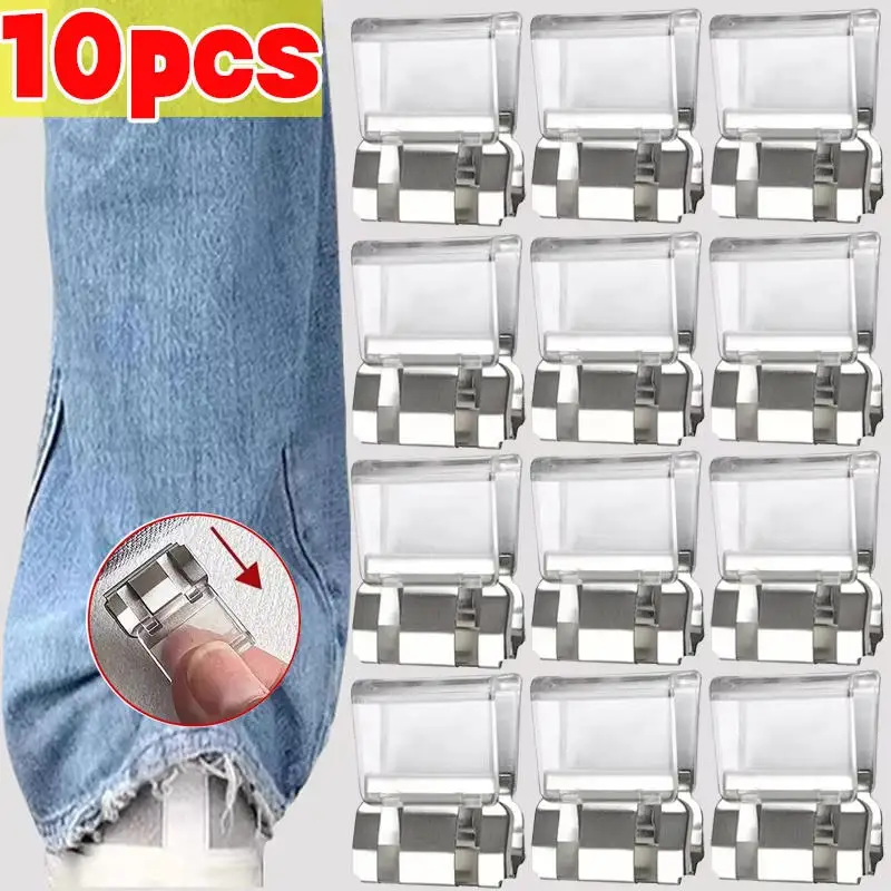 10Pcs 보이지 않는 다리 단축 클립 미끄럼 방지 바지 가장자리 클립 안티 드래그 바지 밑단 고정 장치로 사용됨 이음매 없는 숨겨진