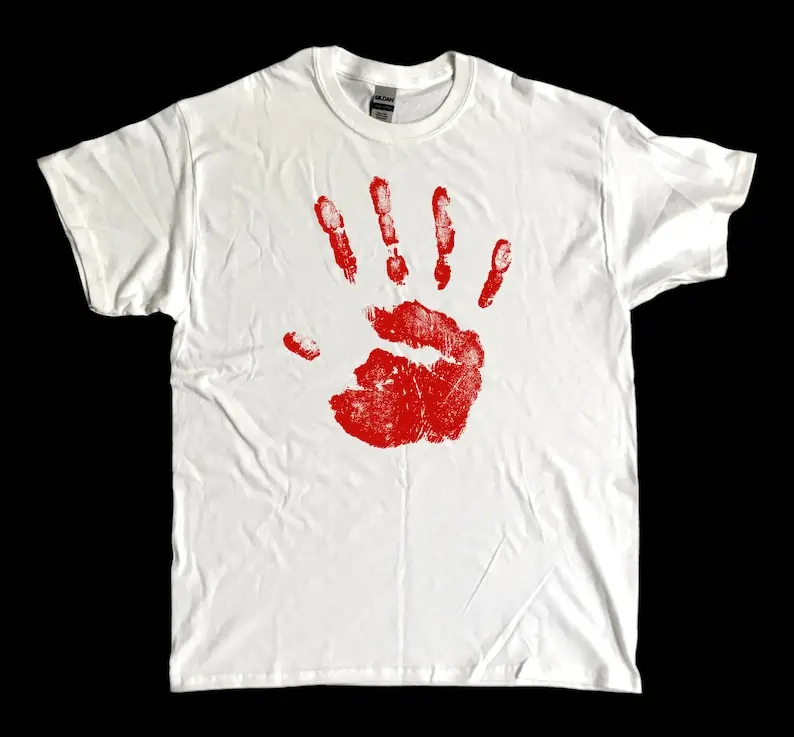 

RED-HANDED screen printed White Cotton T Shirt
