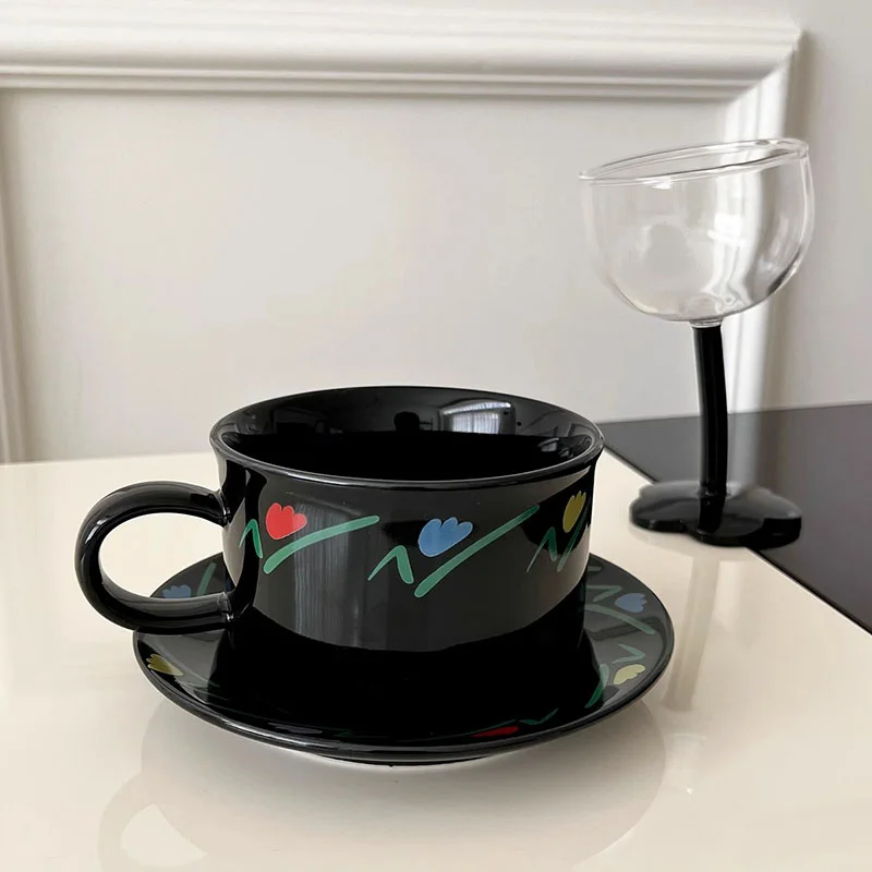 

Unique Girls Ice Coffee Cup Milk Luxury 250ml Cute Tea Coffee Cup Reading Saucer Set Prime Drink Fincan Takımı Household Items