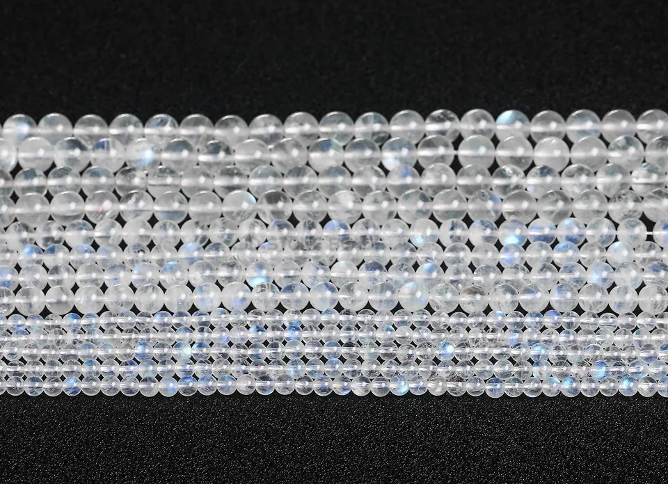 Natural Blue Flash Moonstone Beads High Quality Round Loose Spacer Gemstone For Jewelry Making Diy Bracelet Necklace Accessories