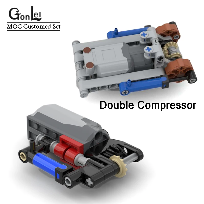 Moc Customed-Pompa Pneumatica Doppio Compressore Sistema Semplici Meccanismi Motorizzati 9688 Blocchi Tecnici Mattoni Fai Da Te Giocattolo