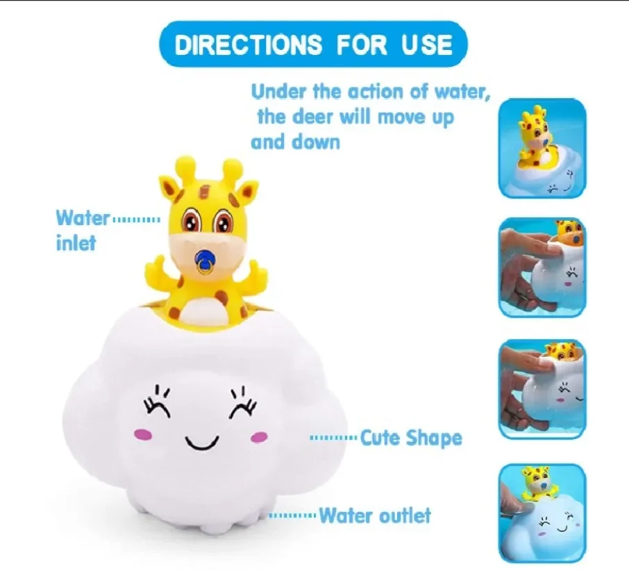 Baby Bath Toy, Bathing Cute Swimming Water Spraying Clouds Shower Bath Summer Sprink Toy Kids Water Playing Bathroom Shower Tool - Image 4