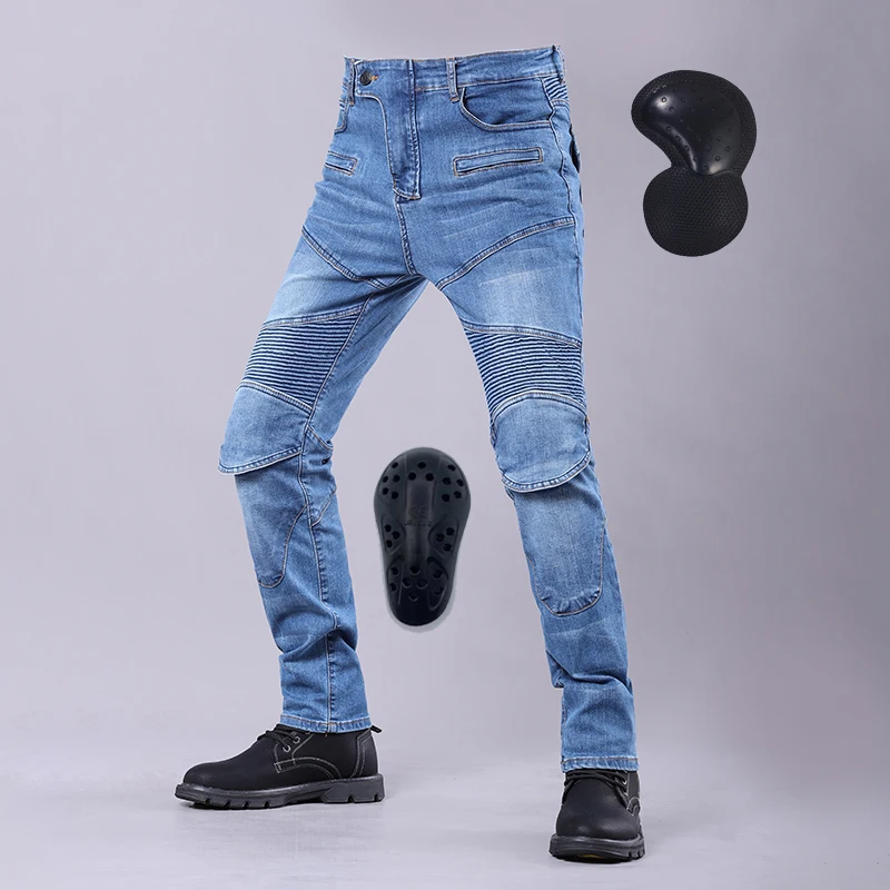 New Four Seasons Riding Motorcycle Pants For Men Outdoor Riding Jeans Motorcycle Jeans Protective Gear With Hip Knee Gear