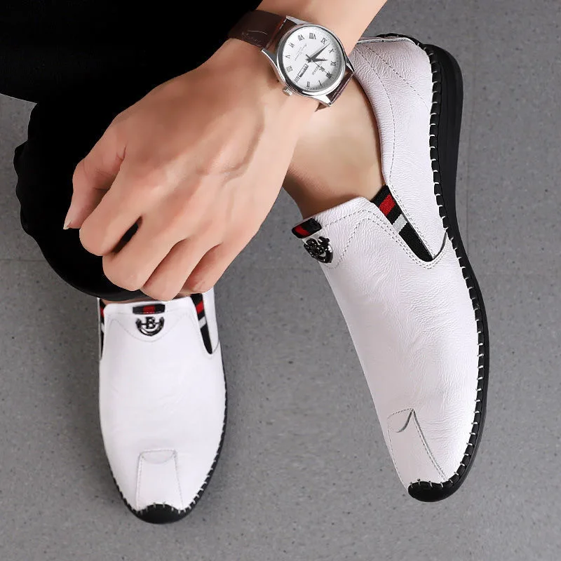 

WEH shoe Leather brand 2023 Loafers Men Luxury Rubber Casual Men Shoes Slip on breathabl Flats Driving Shoes Mens Big Size 46