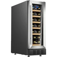 Wine Cooler Refrigerator Professional Compressor, 12 Inch Stainless Steel & Tempered Glass For Red Wine 1