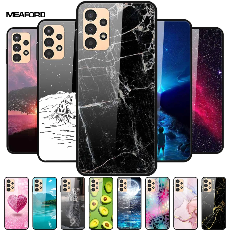 Per Custodie Samsung A13 A13 4G 5G Cover Posteriore Rigida In Vetro Temperato Marmo Per Samsung Galaxy A13 4G Custodia Per Telefono Coque Samsung A13 