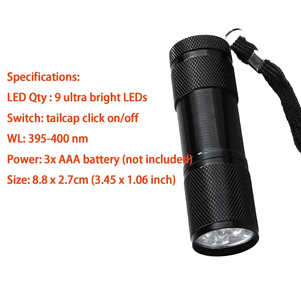 Mini 9/21LED UV Flashlight Ultra Violet Light Torch