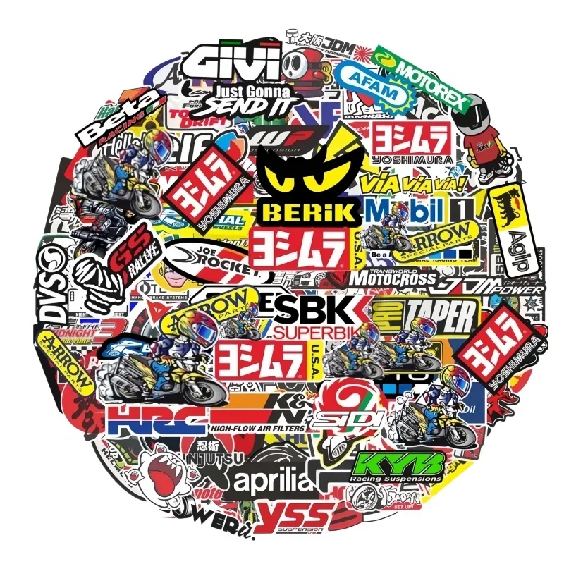 Motorcycle Stickers 40/80 PCS Random Motorcycle Stickers Moto Luggage Helmet for Yamaha Honda Kawasaki Racing Brand DIY PVC Decals Waterproof