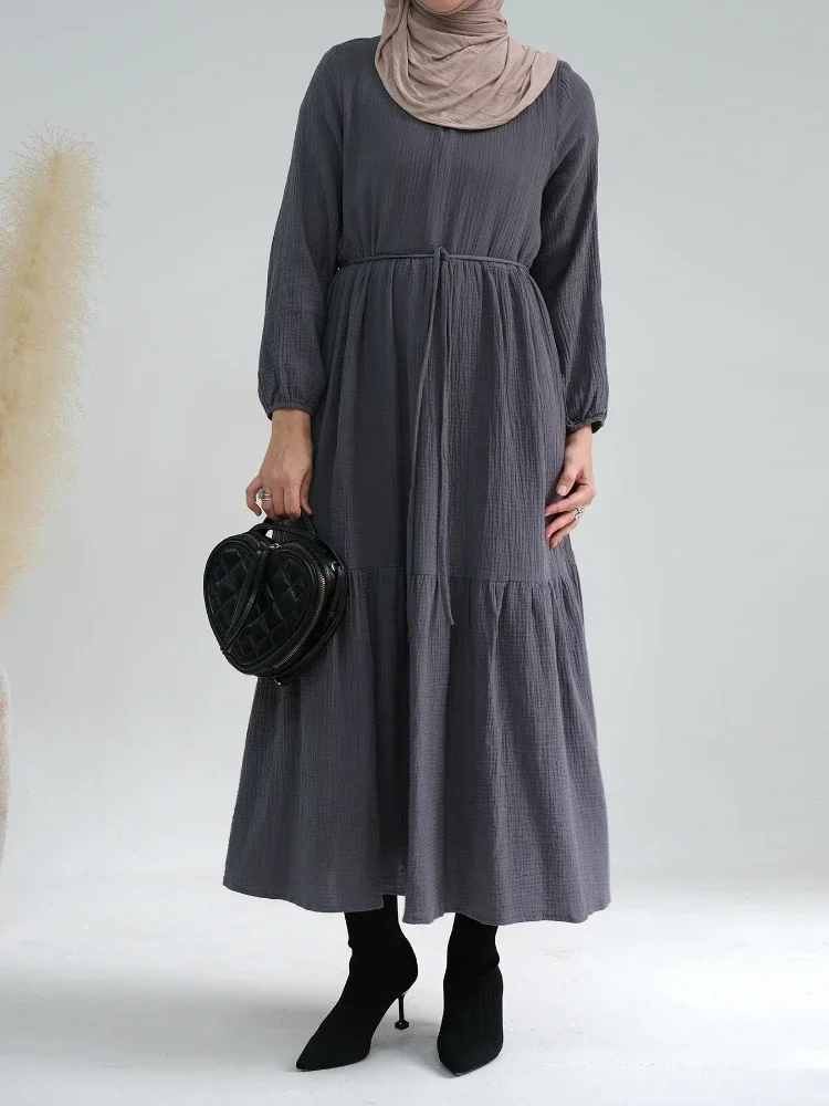 Autumn Cotton Abaya Muslim Long Dresses for Women Winter Clothes Dubai Turkey Hijab Dress Ramadan Eid Modest Islam Outfit Kaftan