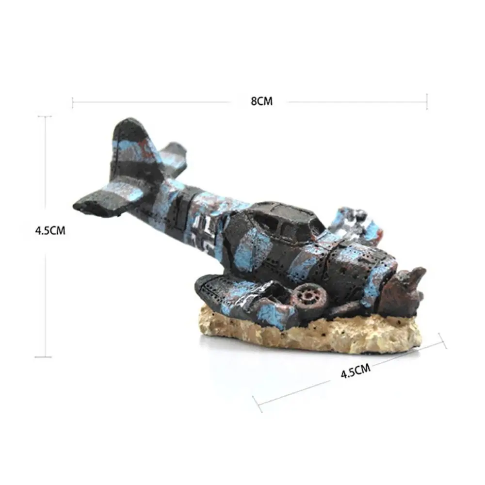 Resin Airplane Wreck Aquarium Ornament Craft Miniature Mini Plane Wreckage Figurine Landscape Making Ornament