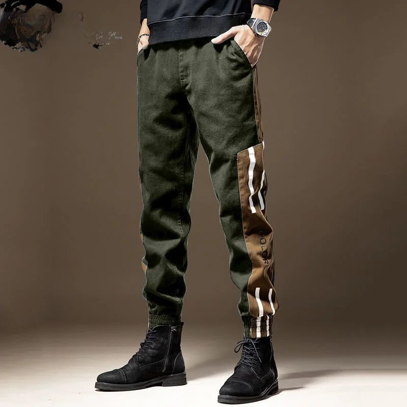 

Men 2023 Spring Autumn Fashion High Waist Washable Cargo Pants Male Patchwork Outdoor Pants Men Casual Pockets Pants H260