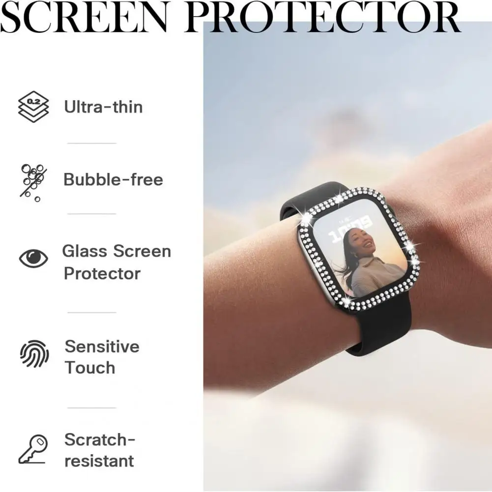 

Useful Good Hardness Watch Protective Frame Easy Installation Watch Screen Half Coverage Protective Case Shock-proof