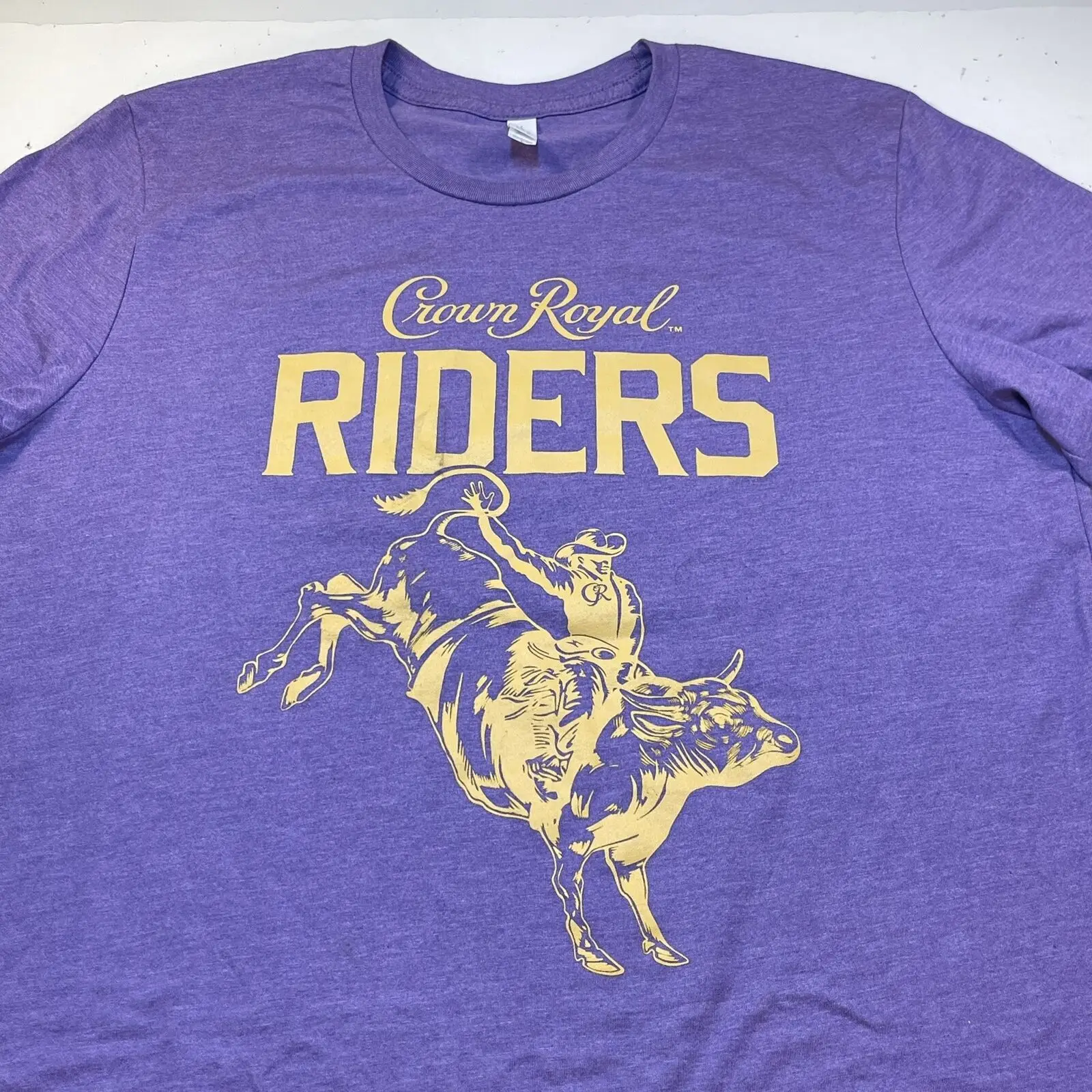 New Crown Royal Riders Canadian Whisky T Shirt Sz L Purple Western Cowboy Rodeo