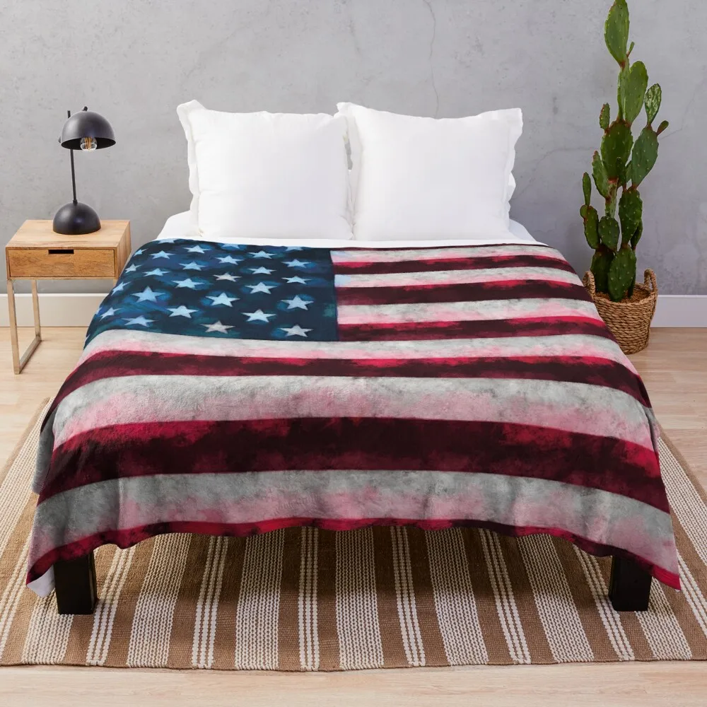 

USA flag Throw Blanket Decorative Sofa Blankets Soft Plush Plaid Soft Bed Blankets