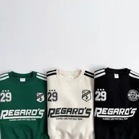 Autumn New Baby Long Sleeve Sweatshirt Cotton Boys Girls Letter Print Loose Pullover Infant Casual Versatile Tops Kids Clothes 2