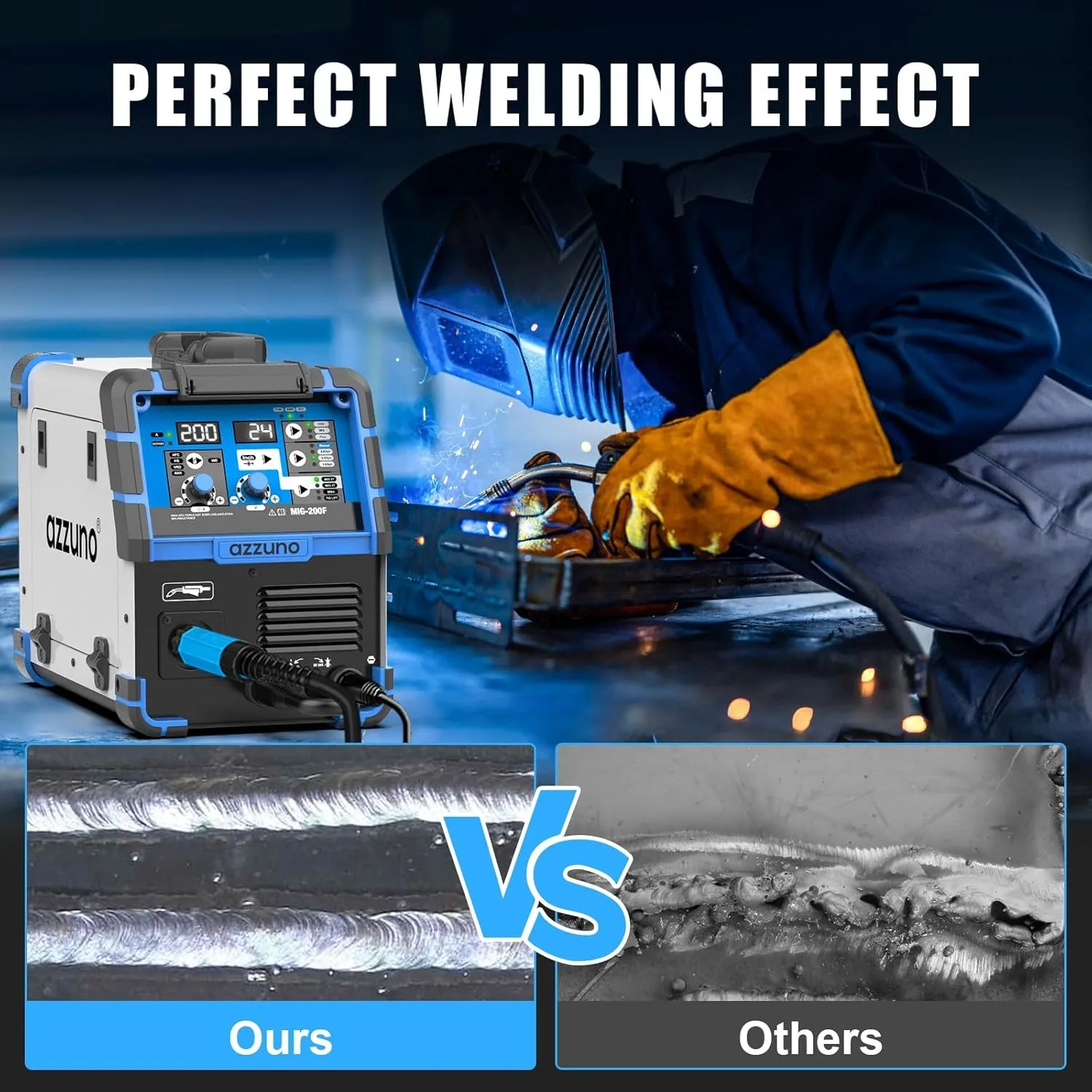 200A MIG Welder,110V/220V Dual Voltage multiprocess welder,Gas Gasless MIG Welding Machine,4 in 1 Flux MIG/Solid Wire/Lift TIG 6