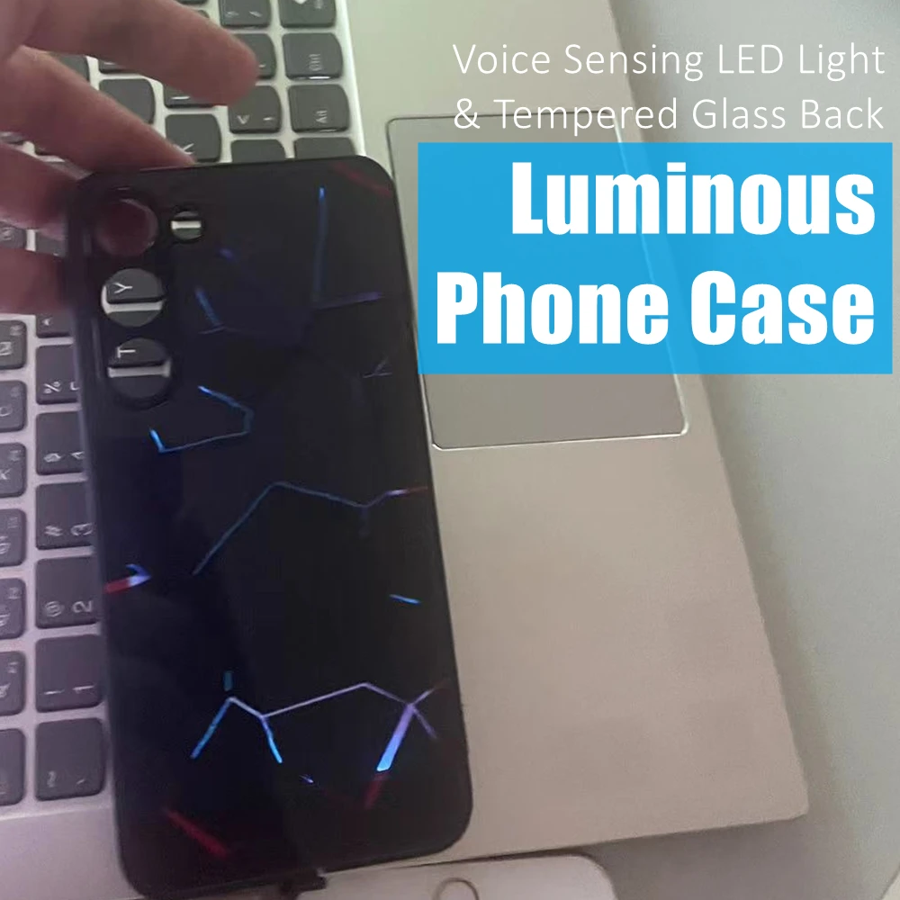

Crevice Colorful LED Light Glowing Luminous Tempered Glass Phone Case for OnePlus 6 6T 7 7T 8 8T 9 9R 10 Ace Nord 2 N10 200 Pro