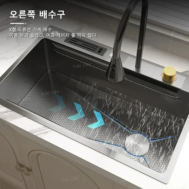 MOEYE อ่างล้างจาน 304 สแตนเลสขนาดใหญ่อ่างล้างจานอ่างล้างหน้ามัลติฟังก์ชั่ก๊อกน้ําห้องครัวอุปกรณ์ท่อระบายน้ํา 3