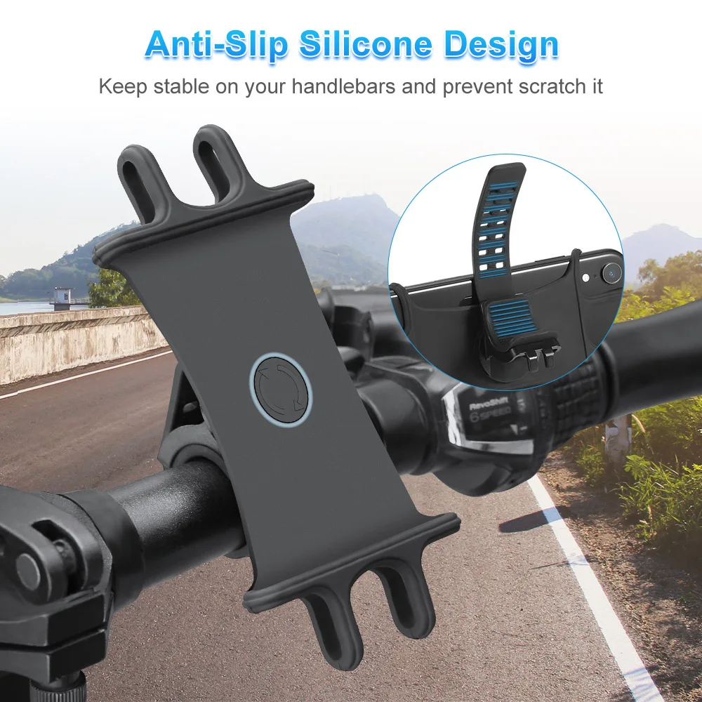 

Universal Shockproof Elastic Waterproof Motorcycle Silicone Bicycle Mobile Phone Bracket Rotatable GPS 360° Bicycle Bracket