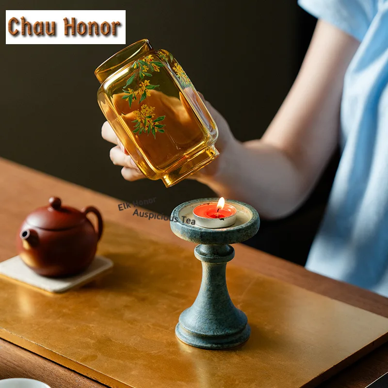 Osmanthus Ceramic Candle Holder Japanese Candles and Owners Scented Aromatic Candles Candle Lights Tea Ceremony Room Decor Gift