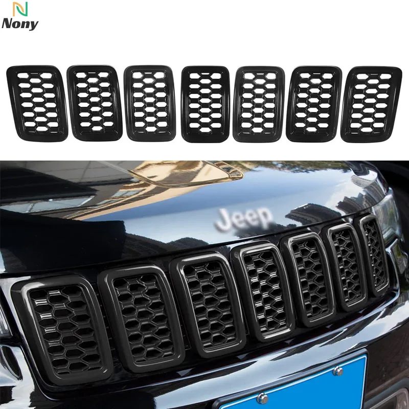 

Комплект вставок для переднего гриля NONY, 7 шт., сменные насадки на 2017-2021 Jeep Grand Cherokee